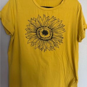 Sunflower Print Yellow Tee